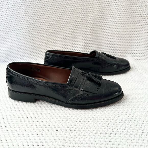 Allen Edmonds Bridgeton Black Penny Loafer Wing Tip Tassel Slip On Brogue 12C - Picture 2 of 11